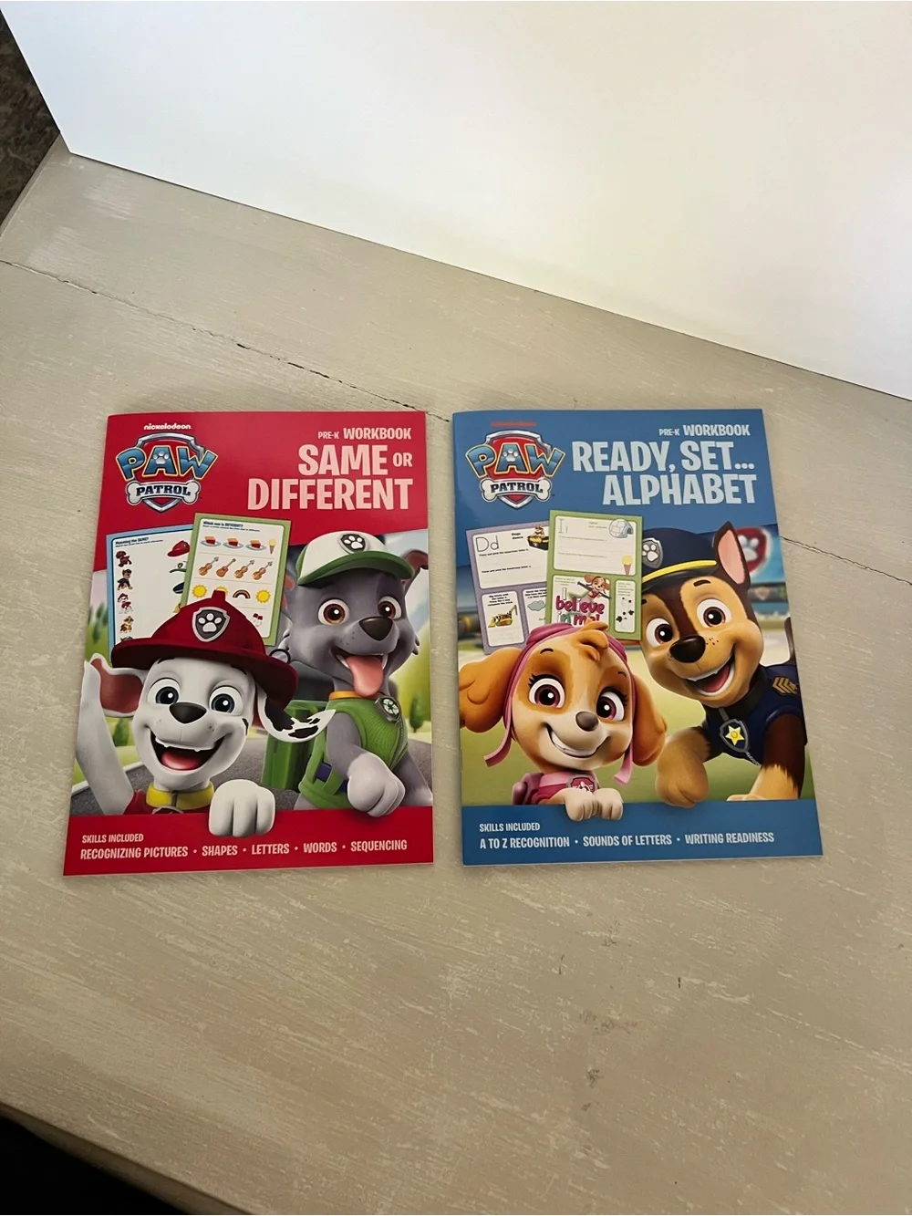 New PAW Patrol Pre-K Workbook Bundle Same or Different + Alphabet NEW
